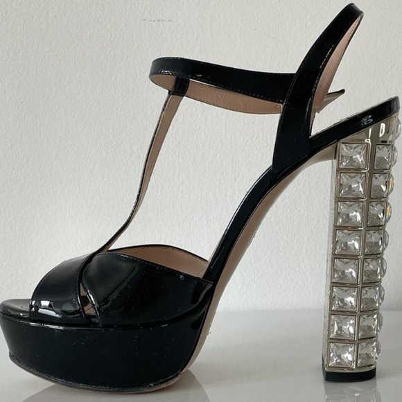 miu miu heels with swarovski crystals blac - Picture 2 of 4